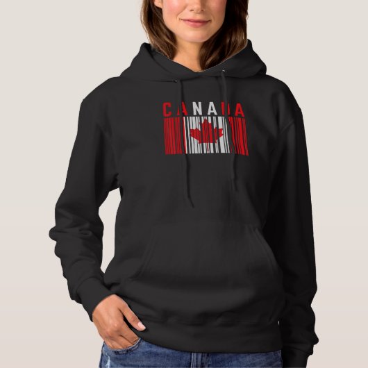 Pull À Capuche Canada Code-barres Feuille d'érable Canada Fierté (Devant)