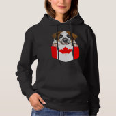 Pull À Capuche Canada Flag St Bernard Dog In Pocket (Devant)