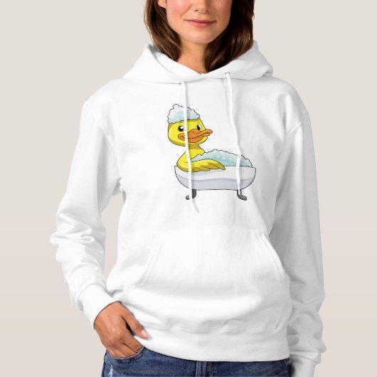 Pull À Capuche Canard à la baignade avec baignoire et mousse (Devant)