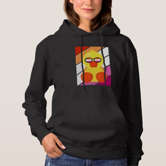 Pull À Capuche Canard avec la fierté drapeau lesbien Lgbtq fier a (Devant)