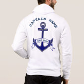 Pull À Capuche Capitaine Ancre Custom Nautical Blue Mens Zip (Dos)