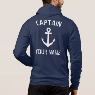 Pull À Capuche Capitaine de bateau à ancre bleue et blanche de m