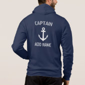 Pull À Capuche Capitaine de bateau marin bleu marine (Dos)