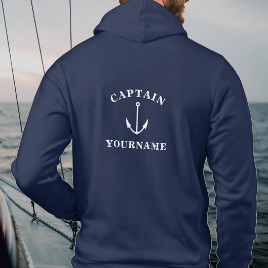 Pull À Capuche Capitaine Votre nom Sweatshirt Ancre nautique