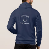 Pull À Capuche Capitaine Votre nom Sweatshirt Ancre nautique (Dos)