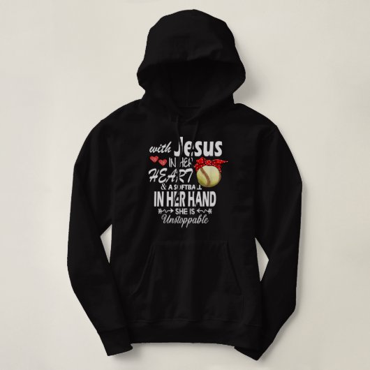 Pull À Capuche Capteur de lanceur de softball avec Jésus en elle (Design devant)