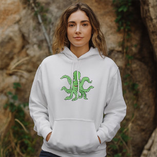 Pull À Capuche Caractère pieuvre verte Quirky Sea Monster