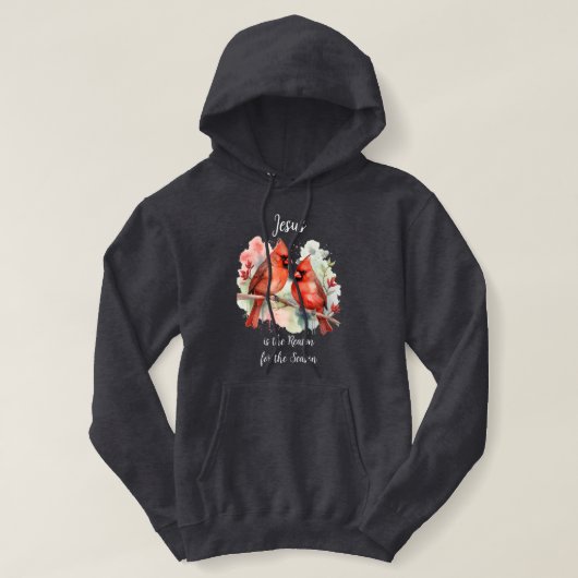 Pull À Capuche Cardinal Rouge de Noël Jésus Raison de la Saison (Design devant)