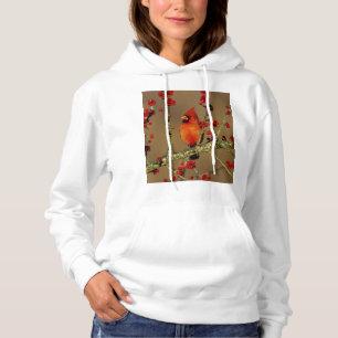 Pull À Capuche Cardinal rouge mâle perché, IL