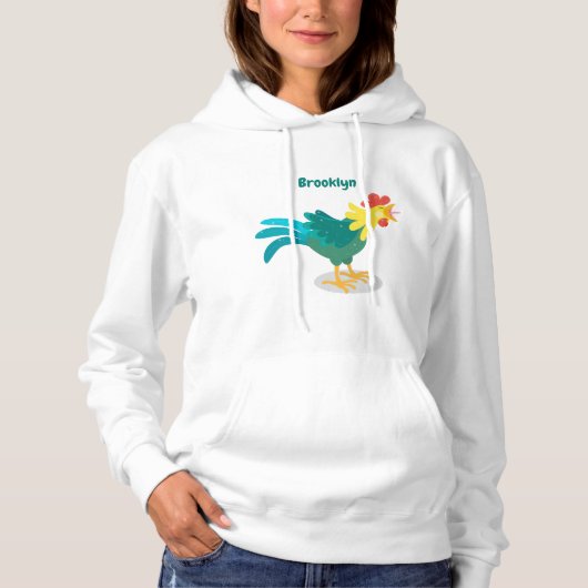 Pull À Capuche Caricature amusante du coq à rames (Devant)