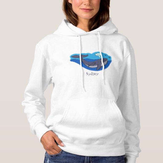 Pull À Capuche Caricature de baleine mignonne et de baleine de ve (Devant)