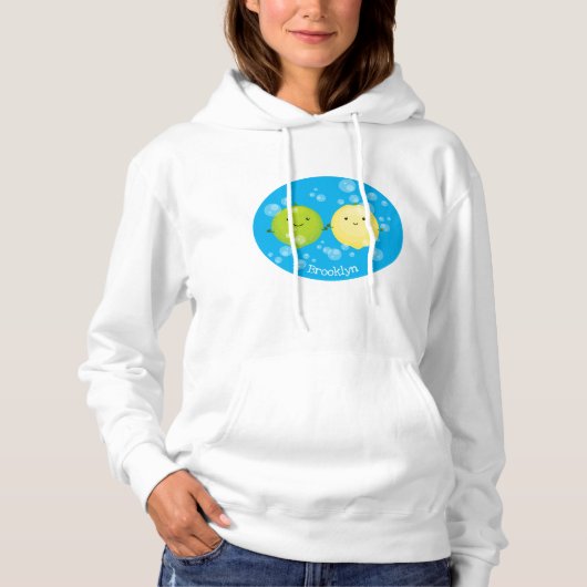 Pull À Capuche Caricature de chaux de citron joyeux (Devant)