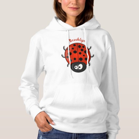 Pull À Capuche Caricature de coccinelle rouge joyeux (Devant)