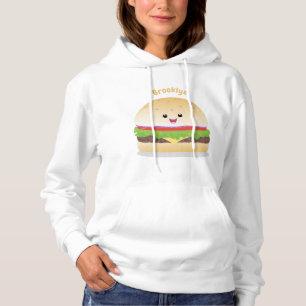 Pull À Capuche Caricature de hamburger kawaii joyeux