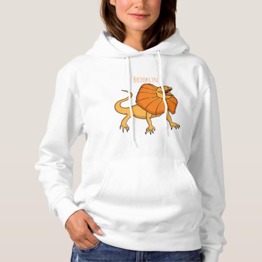 Pull À Capuche Caricature de lézard à col frisé orange (Devant)