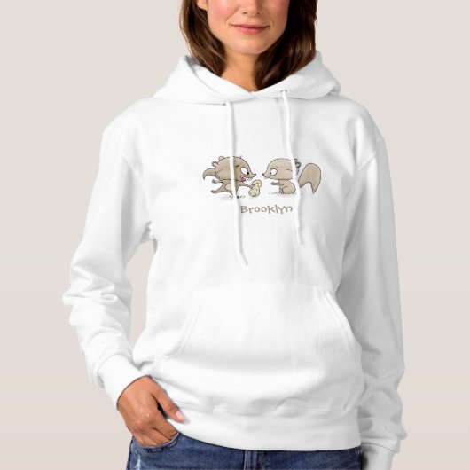 Pull À Capuche Caricature d'écureuils marrants (Devant)
