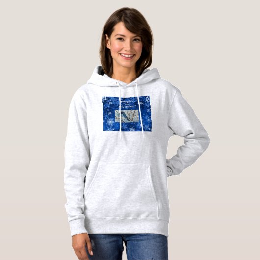Pull À Capuche Carte pour notes Snowy Bluebird (Devant entier)