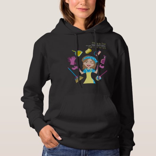 Pull À Capuche Cartoon bleu jaune Maison nettoyage Janitorial (Devant)