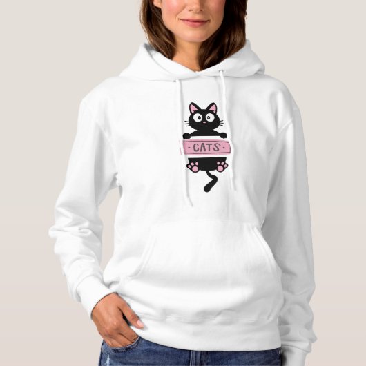 Pull À Capuche Cartoon Cat T-Shirt – A Fun Design for Cat Lovers" (Devant)