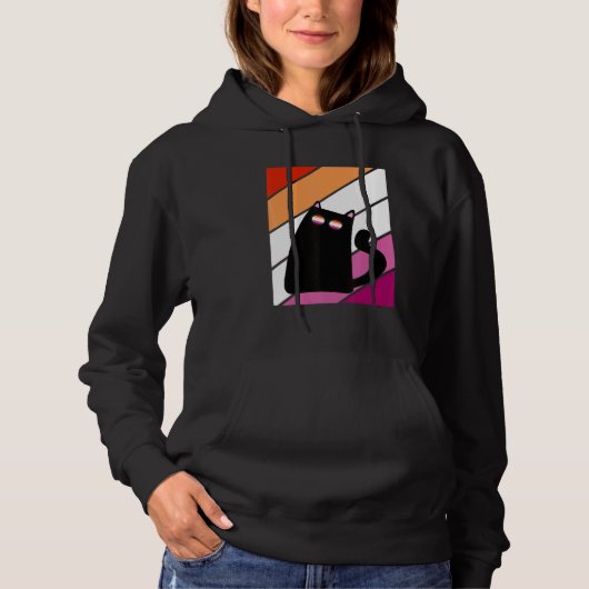 Pull À Capuche Cat With Pride Lesbian Flag LGBTQ Proud Ally Pride (Devant)