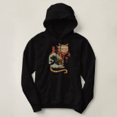 Pull À Capuche Catana Wave Cat Tattooed Samurai Cat Japanese Art  (Design devant)