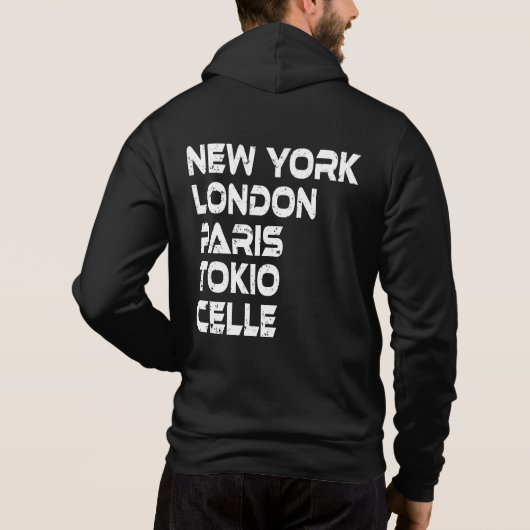 Pull À Capuche Celle New York Londres Tokyo Paris Hoodie (Dos)