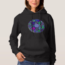 Cercles fractaux en bleu rose violet vert