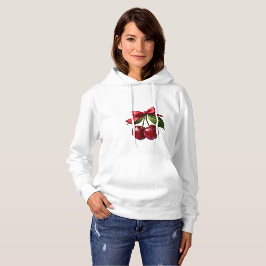 Pull À Capuche Cerises À Bow (Devant entier)
