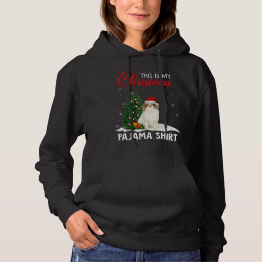 Pull À Capuche C'Est Mon Pyjama De Noël Chien De Noël Japonais (Devant)