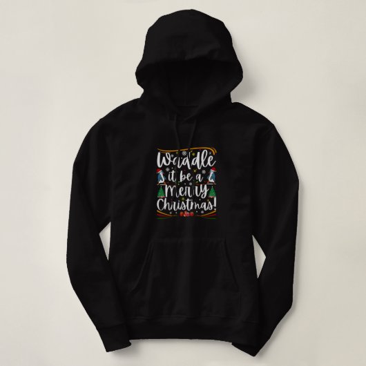 Pull À Capuche C'est Noël, joyeuses fêtes de pingouin (Design devant)