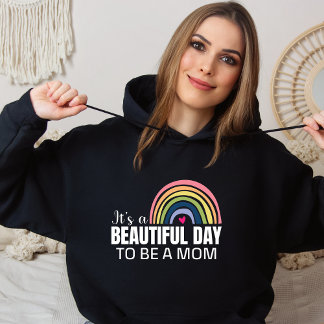 Pull À Capuche C'est une belle maman de jour Rainbow Black