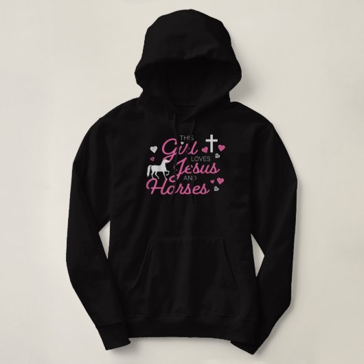 Pull À Capuche Cette Fille Aime Jésus Et Chevaux T-shirt (Design devant)