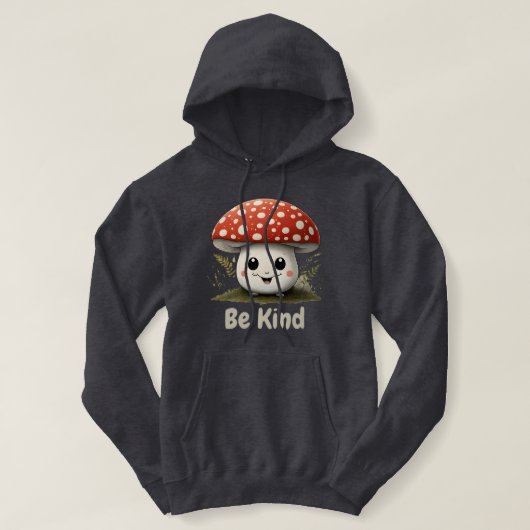 Pull À Capuche Champignons mignons avec un grand sourire Be Kind (Design devant)