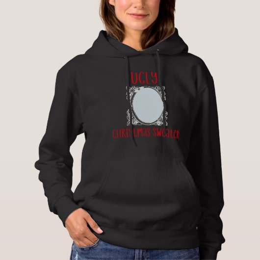 Pull À Capuche Chandail de Noël moche drôle avec Hommes Miroir Fe (Devant)