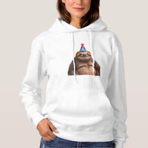 Pull À Capuche Chapeau de fête d'anniversaire de paresseux gros c