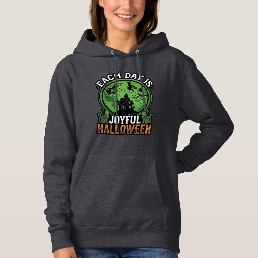 Pull À Capuche Chaque jour Maison Hantée Halloween Joyeuse Sorciè (Devant)