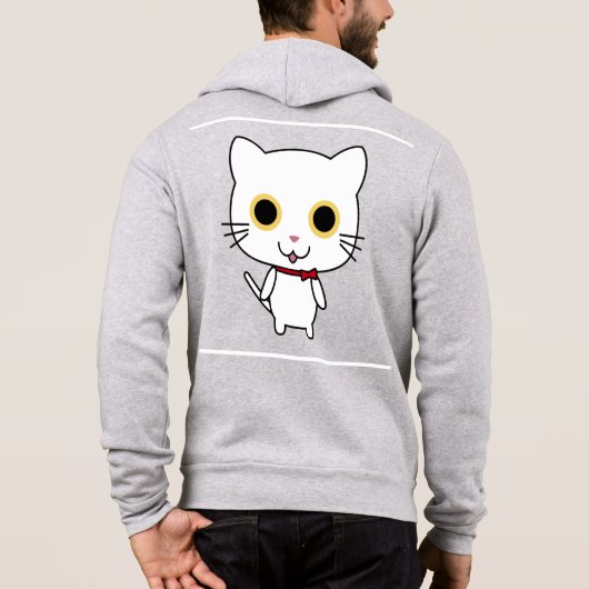 Pull À Capuche Chat Anthropomorphe Blanc (Dos)