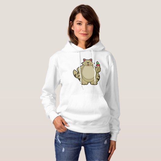 Pull À Capuche Chat avec crème glacée gaufre (Devant entier)