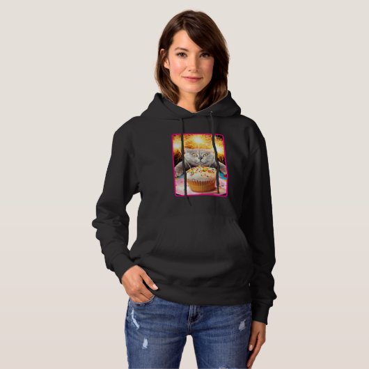 Pull À Capuche Chat Avec Cupcake Sparkler (Devant entier)
