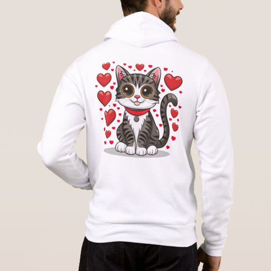 Pull À Capuche Chat avec symboles d'amour Clipart-85245 (Dos)