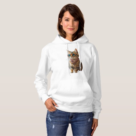 Pull À Capuche Chat Cool mignon (Devant entier)