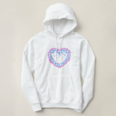Pull À Capuche Chat dans un cœur à carreaux bleus (Design devant)