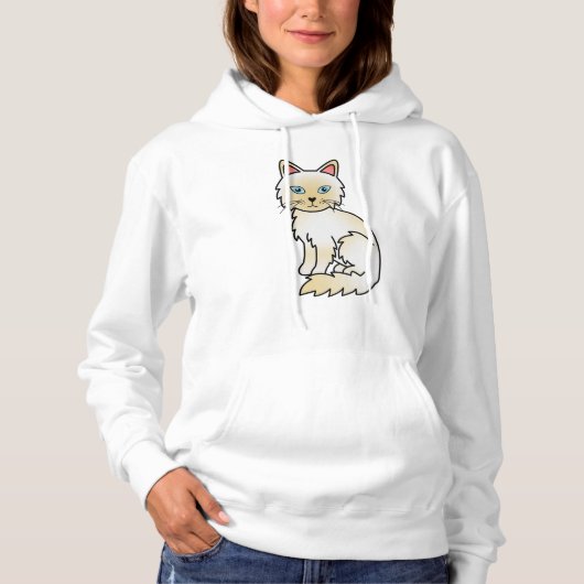 Pull À Capuche Chat de dessin animé mignon Birman / Ragdoll au po (Devant)