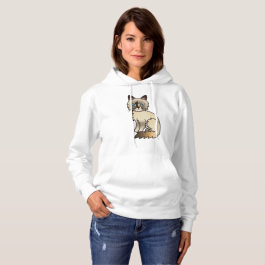 Pull À Capuche Chat de dessin animé mignon Birman / Ragdoll écail (Devant entier)