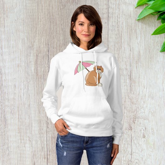 Pull À Capuche Chat de plage avec parapluie rose et vert