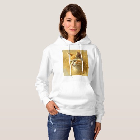 Pull À Capuche Chat doré (Devant entier)