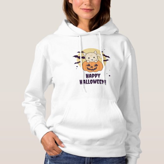Pull À Capuche Chat En Citrouille Chats Doux Joyeux Halloween (Devant)