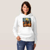 Pull À Capuche Chat Halloween Amoureux des Chats Nuit Étoilée Cha (Devant entier)
