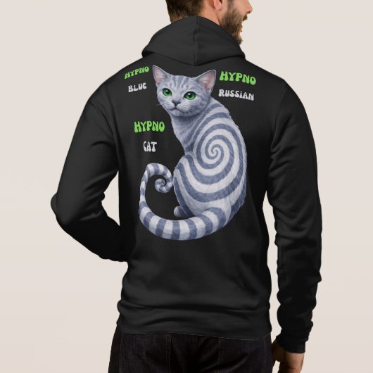 Pull À Capuche Chat hypnotique Bleu Russe (Dos)