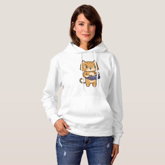 Pull À Capuche Chat Jouer avec contrôleur (Devant entier)